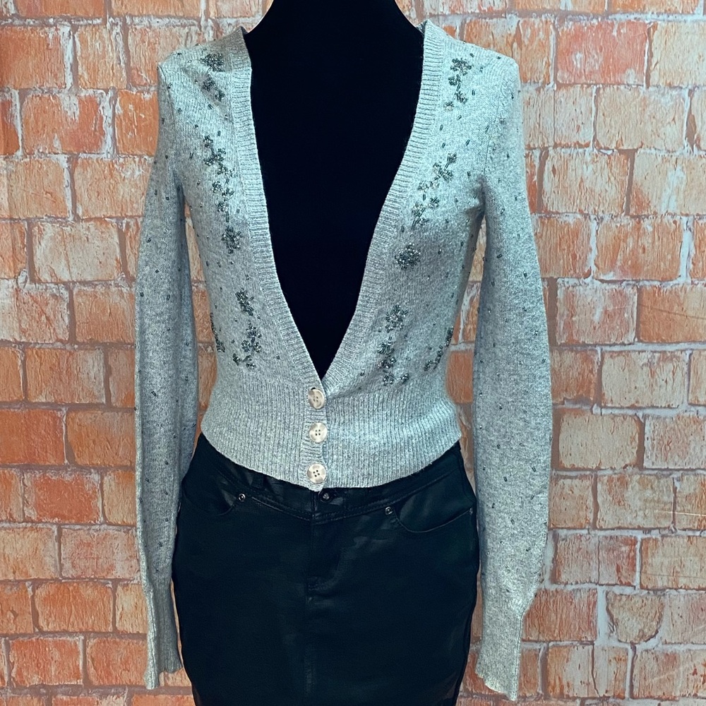 American Eagle‎ Cropped Beaded Cardigan Sweater